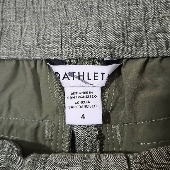 Athleta Beachy Voyager Linen Pants Aspen Olive Green Womens Size 4 Coastal Comfy - Picture 2 of 7